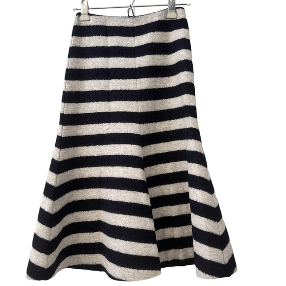 Nicholas Women’s Wool Striped Flare Skirt Navy & Cream US 2 - Picture 1 of 14